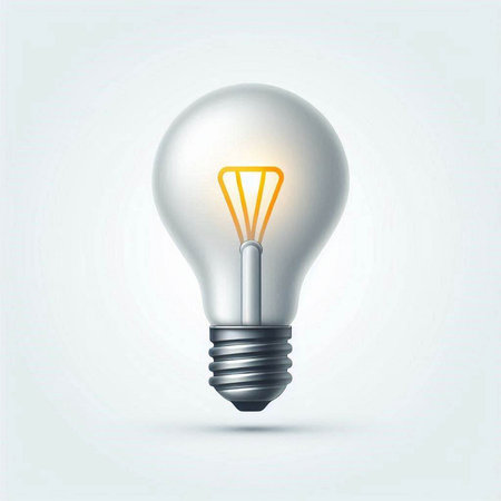 Realistic light bulb on gray background. Vector illustration. Eps 10.のイラスト素材