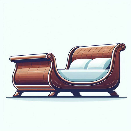 Vector illustration of a wooden sofa isolated on a white background. Retro style.のイラスト素材