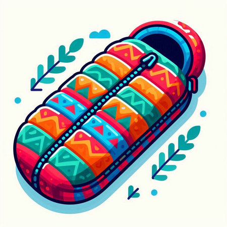 Vector illustration of a sleeping bag in the style of flat design.のイラスト素材