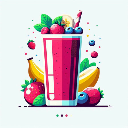 Fruit smoothie in a glass with berries. Vector illustration.のイラスト素材