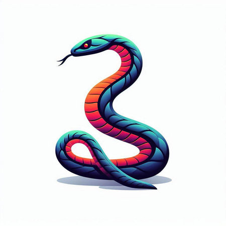 Illustration of a snake isolated on a white background - digitally renderedのイラスト素材