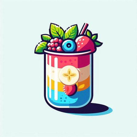 Fruit smoothie in a glass with a straw. Vector illustration.のイラスト素材