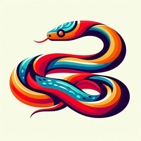 colorful snake, vector illustration, eps10, eps10のイラスト素材