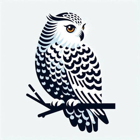 Owl on a branch. Vector illustration in a flat style.のイラスト素材