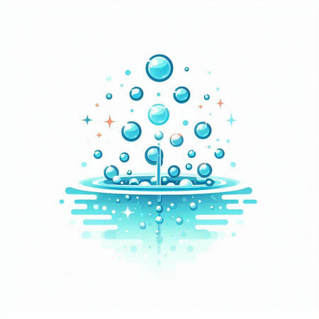 water splash with bubbles on white background, vector illustration eps10のイラスト素材