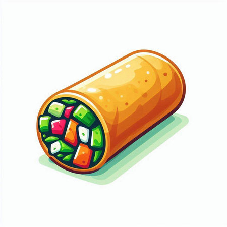 Illustration of a roll with sesame seeds on a white backgroundのイラスト素材