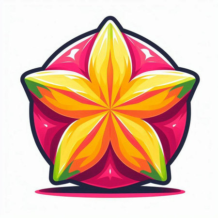 Illustration of a colorful starfruit, isolated on a white backgroundのイラスト素材