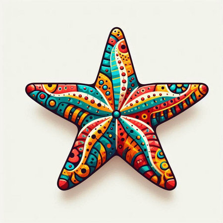 Colorful starfish on white background. Hand-drawn illustration.のイラスト素材
