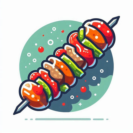 Skewers on a skewer. Vector illustration of fast food.のイラスト素材