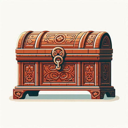 Wooden chest with keyhole. Vector illustration in retro style.のイラスト素材