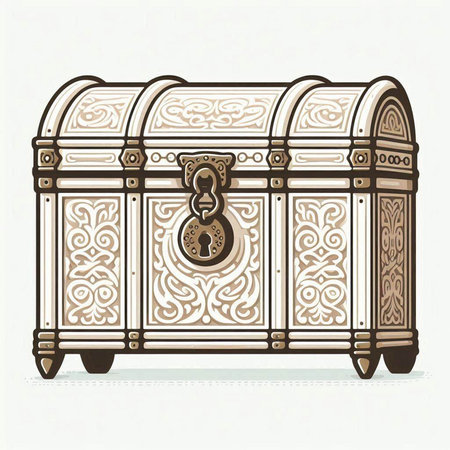 Vintage chest with keyhole isolated on white background. Vector illustration.のイラスト素材
