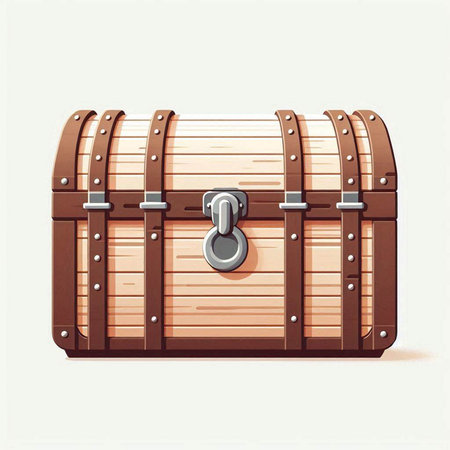 Wooden chest with a key in the lock. Vector illustration.のイラスト素材