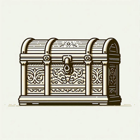 Treasure chest. Vector illustration of a chest in vintage style.のイラスト素材