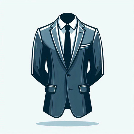 Vector illustration of a man in a suit on a blue background.のイラスト素材