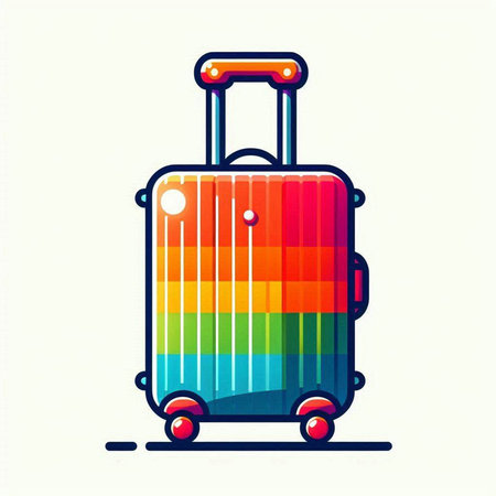 Suitcase with lgbt rainbow colors. Vector illustration.のイラスト素材