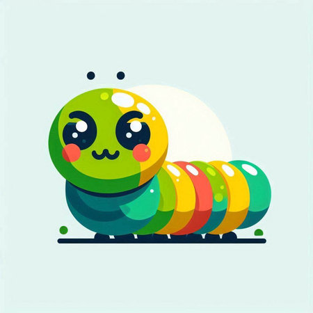 Cute cartoon caterpillar. Vector illustration. Colorful character.のイラスト素材