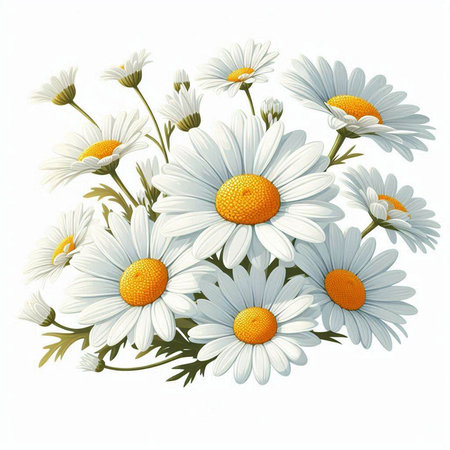 Bouquet of daisies isolated on white background. Vector illustration.のイラスト素材
