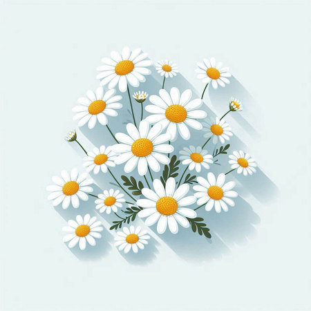 chamomile bouquet on a blue background. Vector illustration.のイラスト素材
