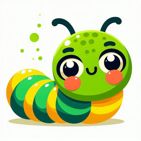 Cute cartoon caterpillar. Vector illustration isolated on white background.のイラスト素材