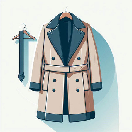 Illustration of a coat with a tie on a hanger.のイラスト素材