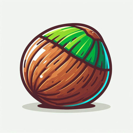 Coconut fruit icon. Vector illustration of a coconut fruit.のイラスト素材