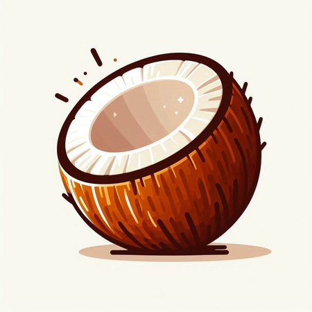 Illustration of a coconut on a white background. Vector illustration.のイラスト素材
