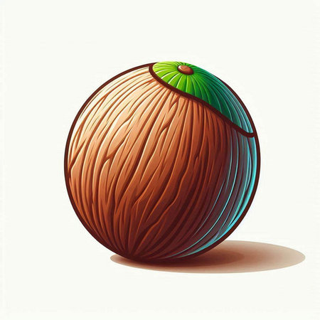Illustration of a coconut in a cartoon style. Vector illustration.のイラスト素材