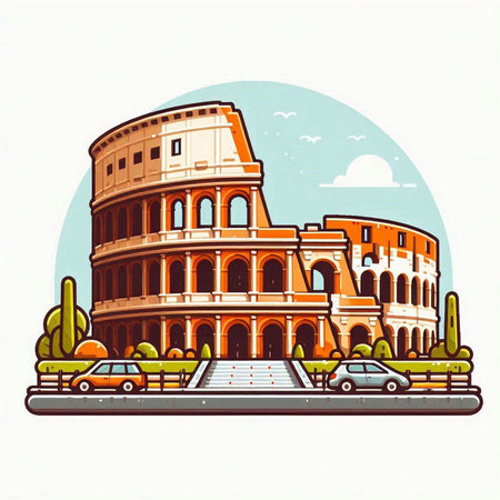 Colosseum in Rome, Italy. Colosseum is one of the symbols of Rome.のイラスト素材