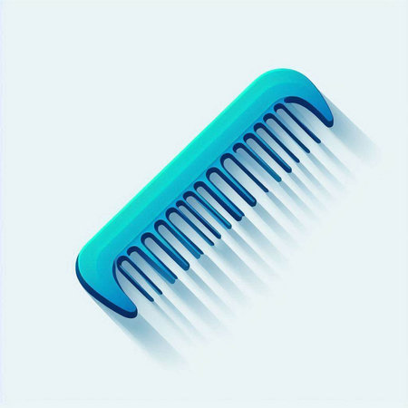 Blue Hairbrush icon isolated on blue background. Comb hair sign. Barber symbol. Long shadow style. Vector Illustrationのイラスト素材