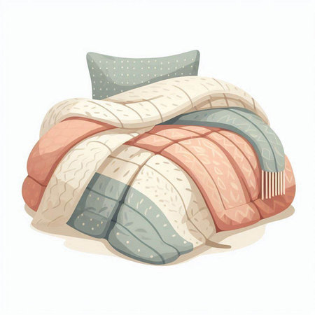 Illustration of a set of pillows on a white background.のイラスト素材