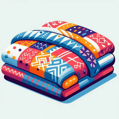 Illustration of a colorful pillow in the style of the 80sのイラスト素材