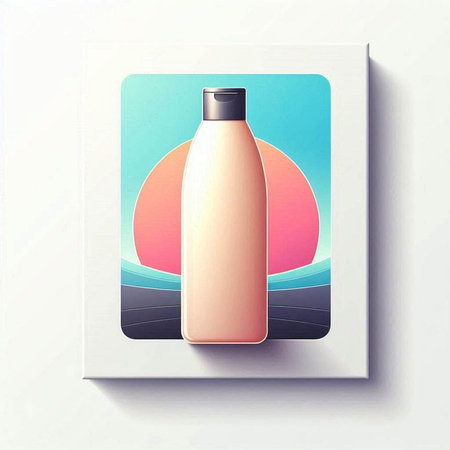Cosmetic bottle mockup on white background. 3D illustration.のイラスト素材