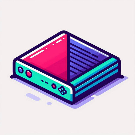 Retro video game console. Isolated vector illustration in trendy isometric style.のイラスト素材