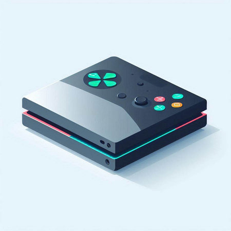 Retro video game console isolated on white background. Vector illustration.のイラスト素材