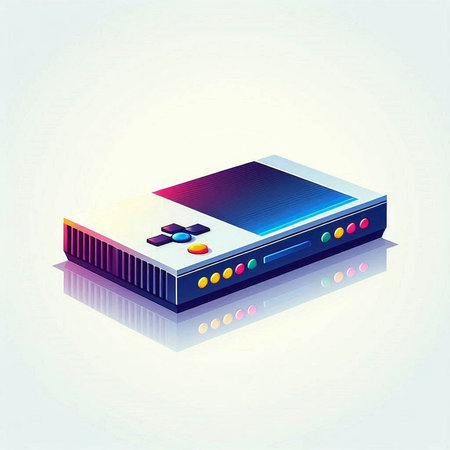 Retro video game console on a white background. Vector illustration.のイラスト素材