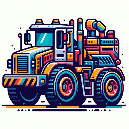 Truck vector illustration, flat style design, isolated on white background.のイラスト素材