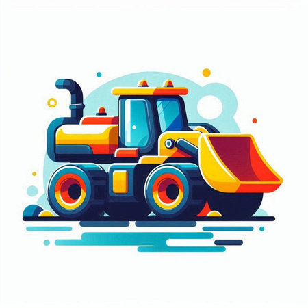 Bulldozer. Heavy duty construction machinery. Vector illustration in flat style.のイラスト素材