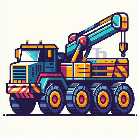 Vector illustration of a heavy construction machine. Colored flat style.のイラスト素材