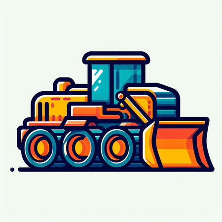 Bulldozer icon. Heavy equipment for construction work. Vector illustration.のイラスト素材