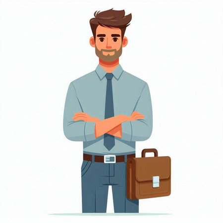 Businessman with a briefcase. Vector illustration in cartoon style.のイラスト素材