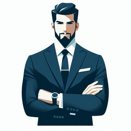 Portrait of a man in a business suit. Vector illustration.のイラスト素材