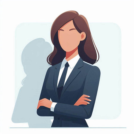 Business woman standing with crossed arms. Vector illustration in cartoon style.のイラスト素材