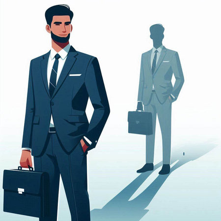 Vector illustration of a businessman with briefcase and a business man.のイラスト素材