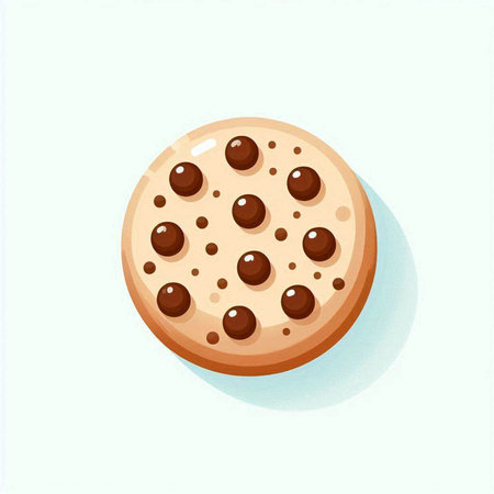 Chocolate chip cookie isolated on white background. Vector cartoon illustration.のイラスト素材