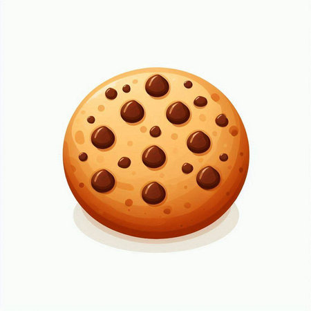 Cookie with chocolate chips on a white background. Vector illustration.のイラスト素材