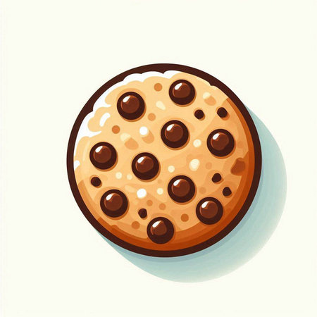 Chocolate chip cookie isolated on a white background. Vector illustration.のイラスト素材