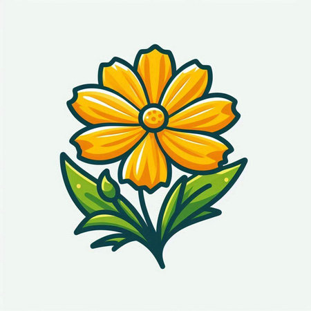 Yellow flower icon isolated on white background. Vector illustration for your designのイラスト素材