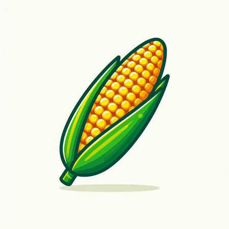 Illustration of a fresh corn on a white background. Vector illustrationのイラスト素材