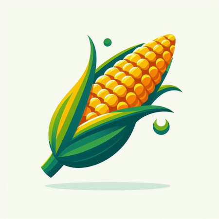 Corn icon isolated on white background. Vector illustration in flat style.のイラスト素材