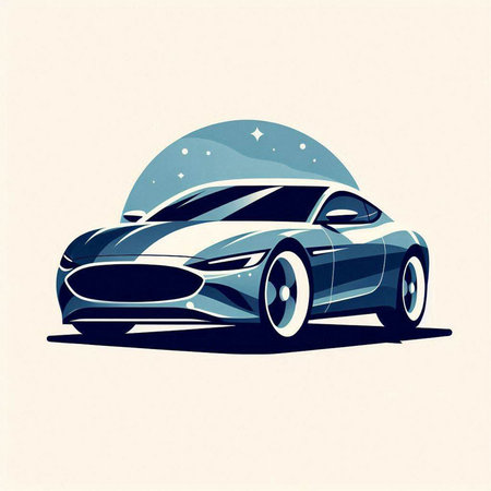 Vector illustration of a sports car on a background of the night skyのイラスト素材